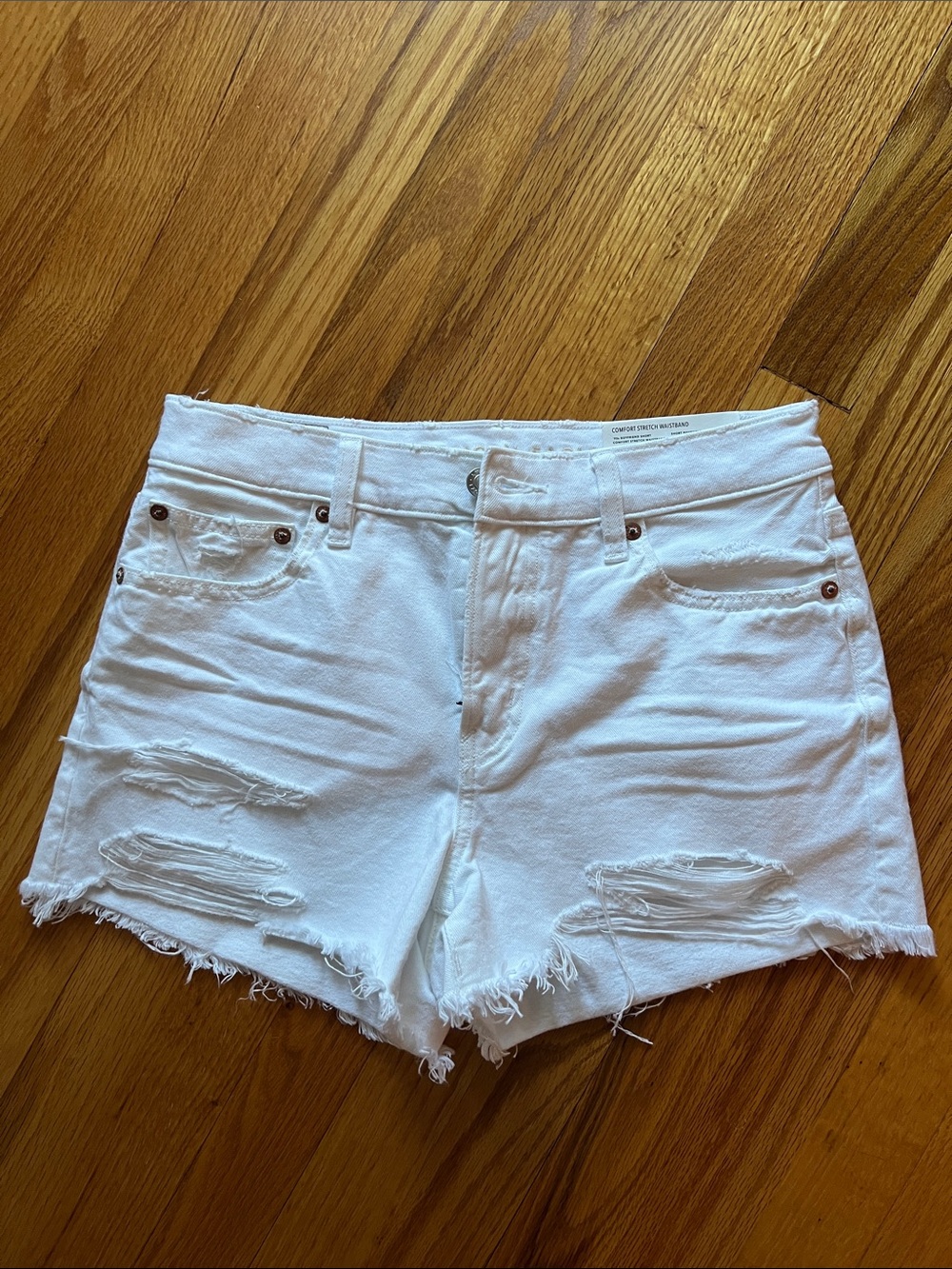 American Eagle Outfitters White Distressed Denim Cutoff Shorts